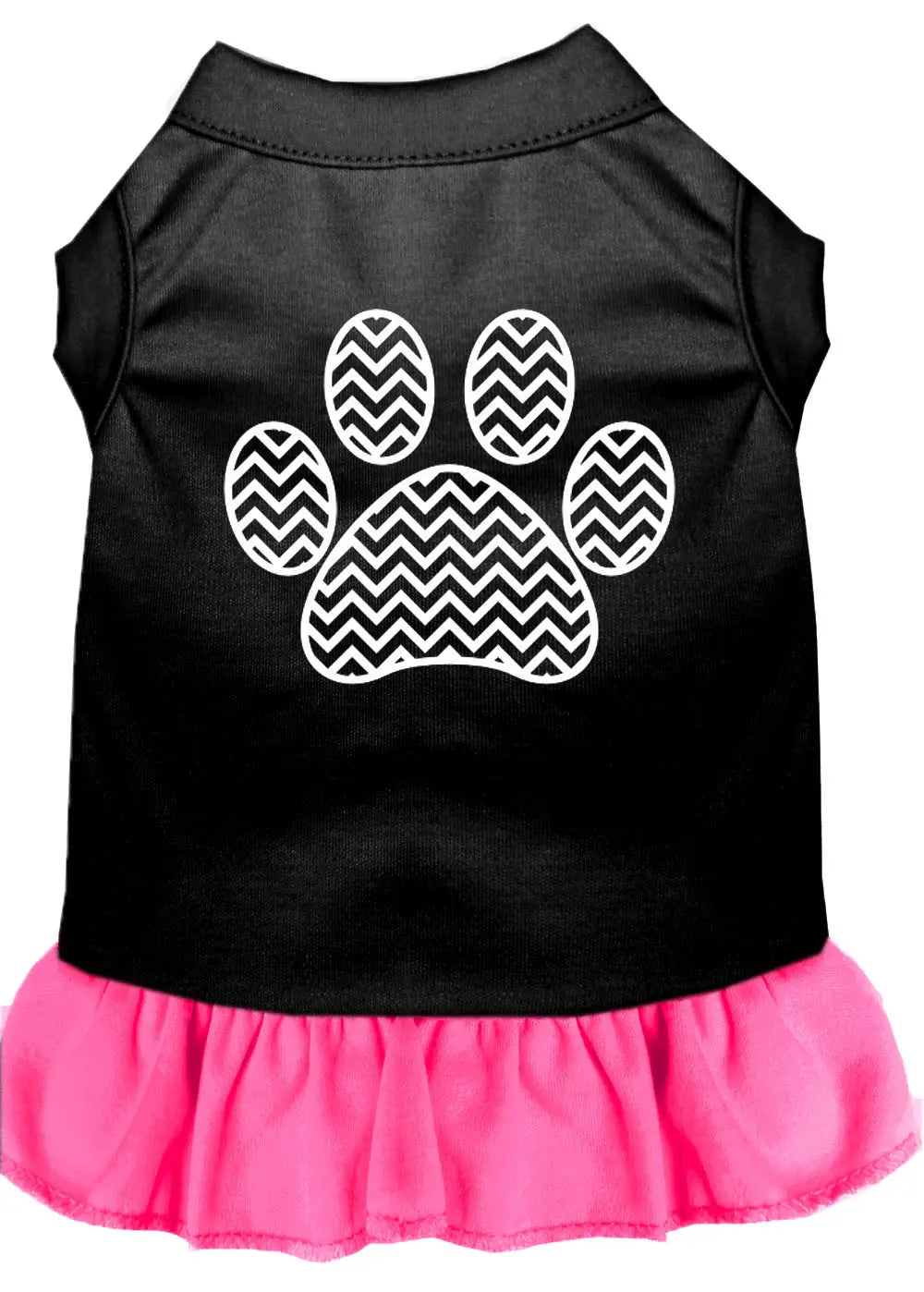 Chevron Paw Screen Print Dress Black With Bright Pink Lg Default Title