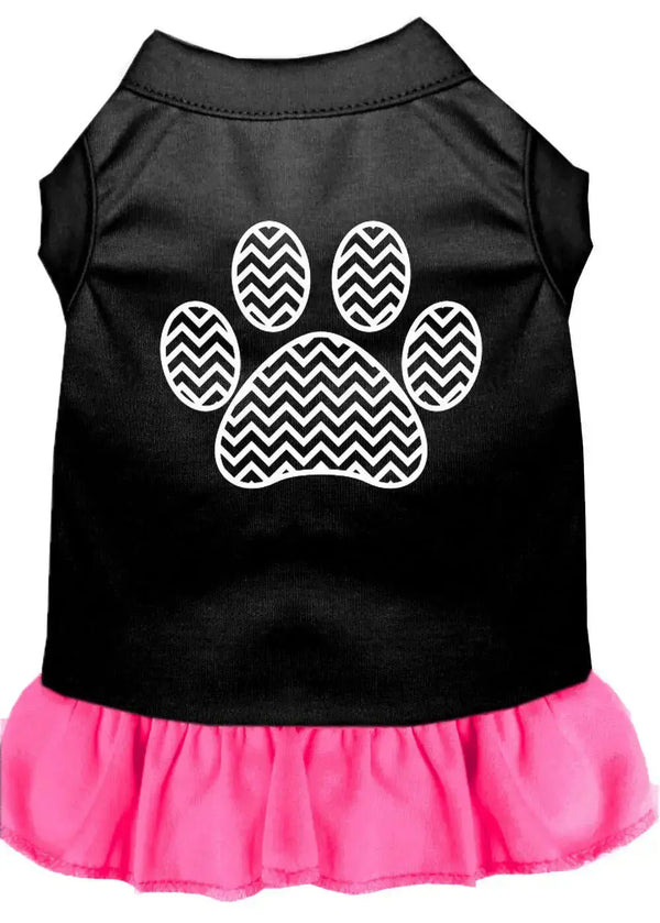 Chevron-Paw-Screen-Print-Dress-Black-With-Bright-Pink-Xxl-GreatEagleInc-333863962