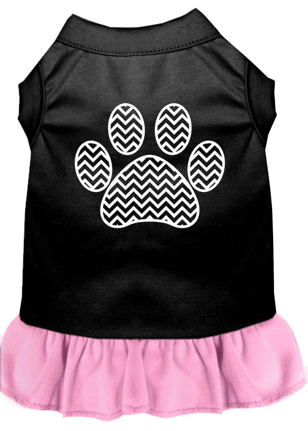 Chevron Paw Screen Print Dress Black With Light Pink Lg Default Title