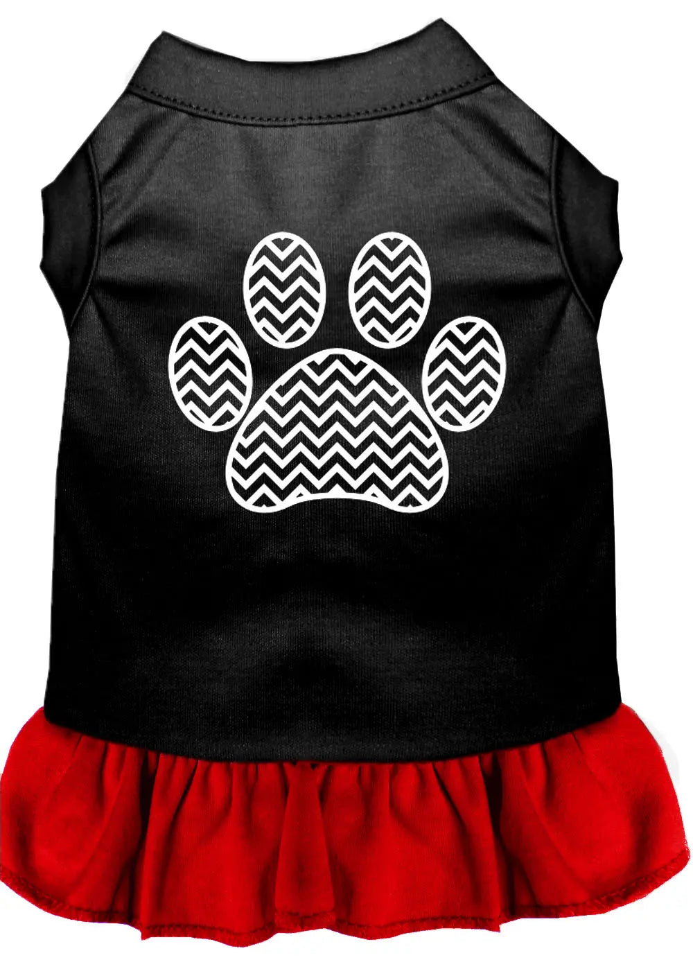 Chevron Paw Screen Print Dress Black With Red Lg Default Title