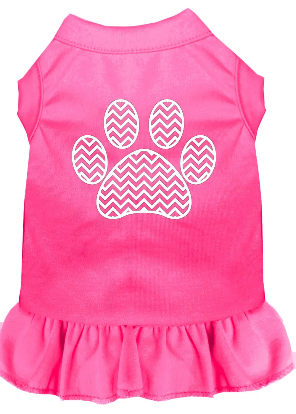 Chevron Paw Screen Print Dress Bright Pink 4x (22) Default Title