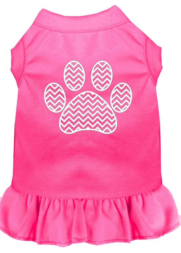 Chevron-Paw-Screen-Print-Dress-Bright-Pink-Sm-GreatEagleInc-333865215