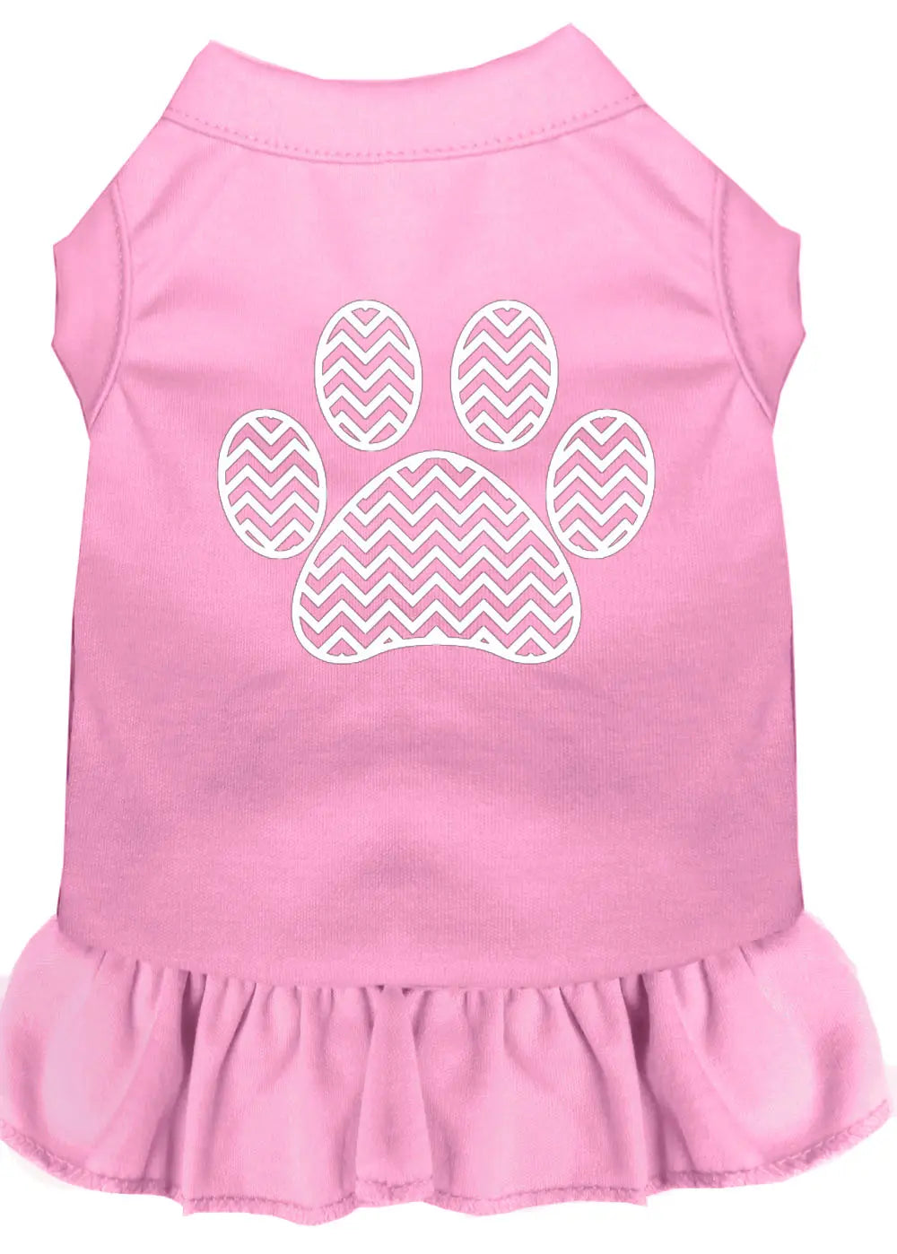 Chevron Paw Screen Print Dress Light Pink 4x (22) Default Title