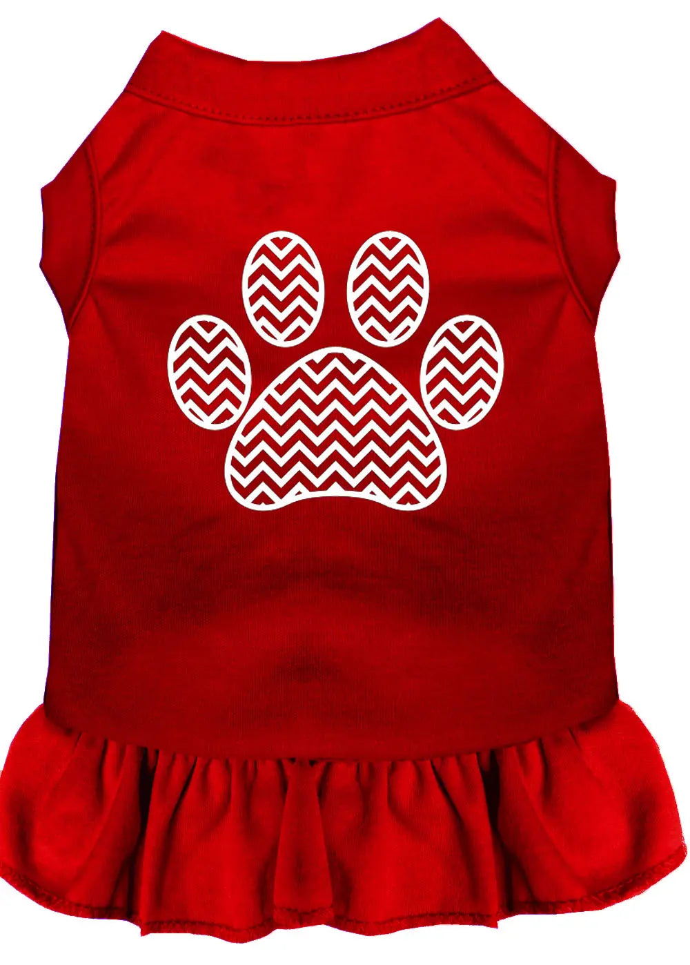 Chevron Paw Screen Print Dress Red 4x (22) Default Title