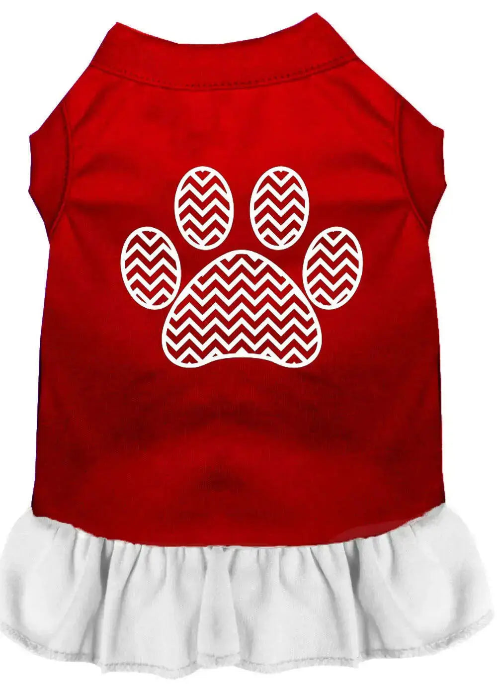 Chevron-Paw-Screen-Print-Dress-Red-With-White-Sm-GreatEagleInc-333865042
