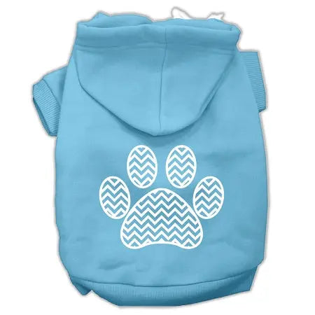 Chevron Paw Screen Print Pet Hoodies Baby Blue Size Xxxl Default Title