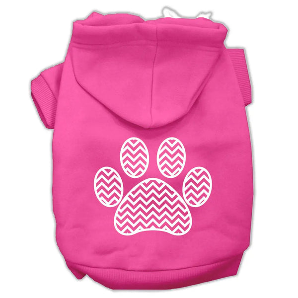 Chevron Paw Screen Print Pet Hoodies Bright Pink Size Med Default Title