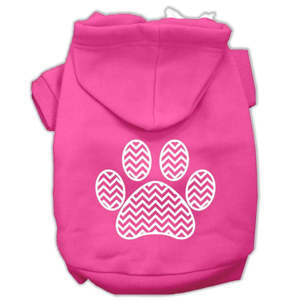 Chevron Paw Screen Print Pet Hoodies Bright Pink Size Sm Default Title