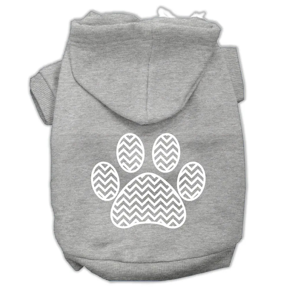Chevron Paw Screen Print Pet Hoodies Grey Size Lg Default Title