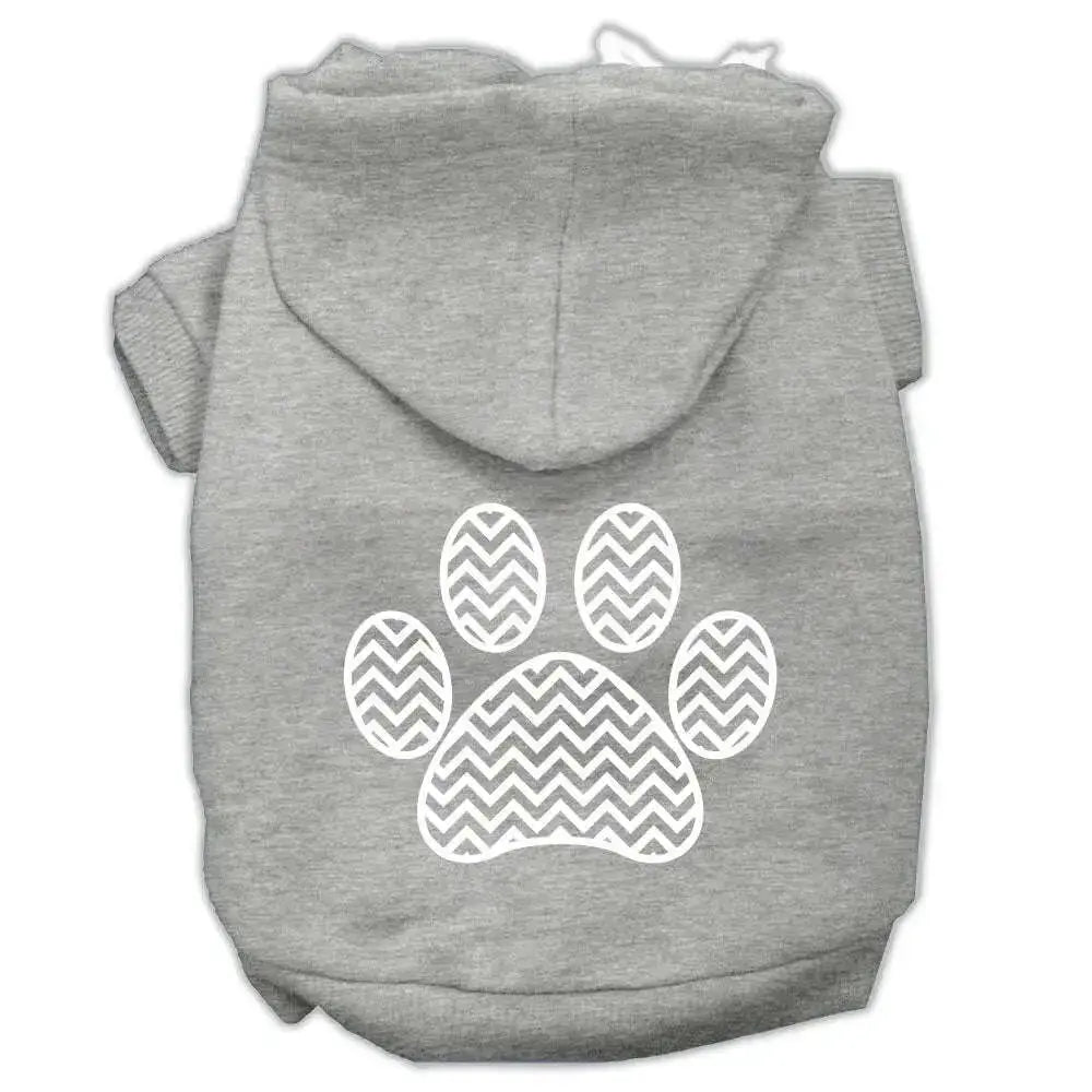 Chevron-Paw-Screen-Print-Pet-Hoodies-Grey-Size-Lg-GreatEagleInc-320008597