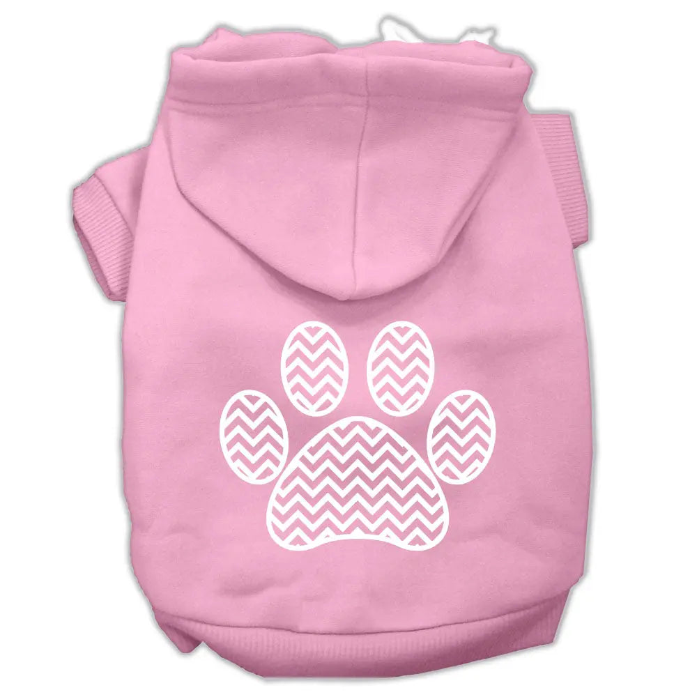 Chevron Paw Screen Print Pet Hoodies Light Pink Size Sm Default Title