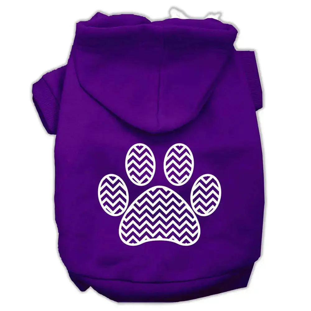 Chevron-Paw-Screen-Print-Pet-Hoodies-Purple-Size-Sm-GreatEagleInc-320007159