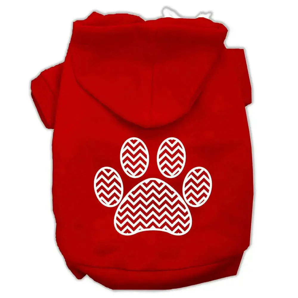 Chevron-Paw-Screen-Print-Pet-Hoodies-Red-Size-Lg-GreatEagleInc-320008323