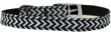 Chevrons-Nylon-Dog-Collar-With-Classic-Buckle-3-8_-Black-Size-10-GreatEagleInc-318846239