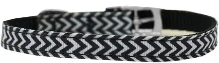 Chevrons Nylon Dog Collar With Classic Buckle 3/8" Black Size 14 Default Title