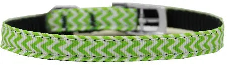 Chevrons Nylon Dog Collar With Classic Buckle 3/8" Lime Green Size 8 Default Title