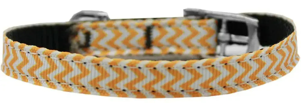 Chevrons-Nylon-Dog-Collar-With-Classic-Buckle-3-8_-Orange-Size-10-GreatEagleInc-318846633