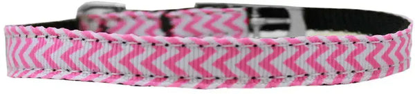 Chevrons-Nylon-Dog-Collar-With-Classic-Buckle-3-8_-Pink-Size-14-GreatEagleInc-318791039