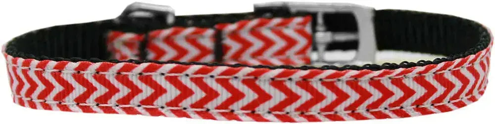 Chevrons-Nylon-Dog-Collar-With-Classic-Buckle-3-8_-Red-Size-12-GreatEagleInc-333684224