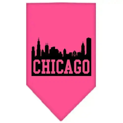 Chicago-Skyline-Screen-Print-Bandana-Bright-Pink-Large-GreatEagleInc-319083428
