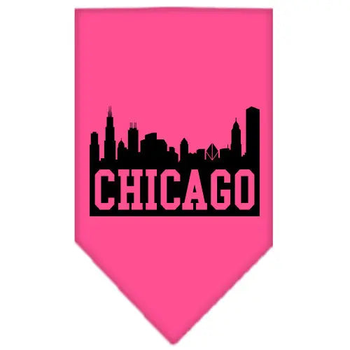 Chicago Skyline Screen Print Bandana Bright Pink Large Default Title