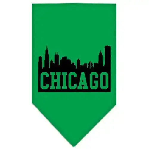 Chicago-Skyline-Screen-Print-Bandana-Emerald-Green-Large-GreatEagleInc-319083347