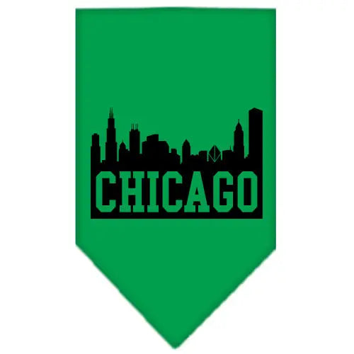 Chicago Skyline Screen Print Bandana Emerald Green Large Default Title