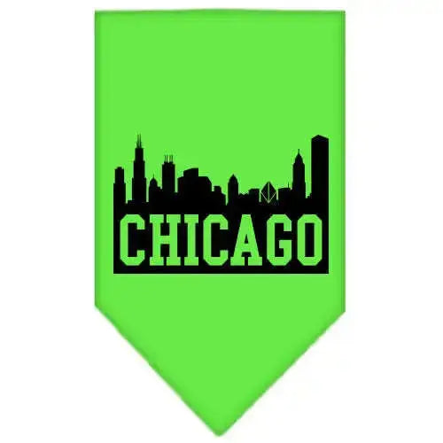 Chicago-Skyline-Screen-Print-Bandana-Lime-Green-Small-GreatEagleInc-318959148