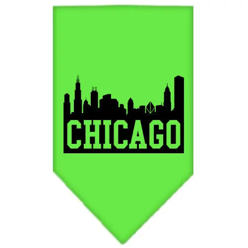Chicago Skyline Screen Print Bandana Lime Green Small Default Title