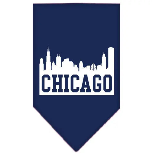 Chicago Skyline Screen Print Bandana Navy Blue Small Default Title