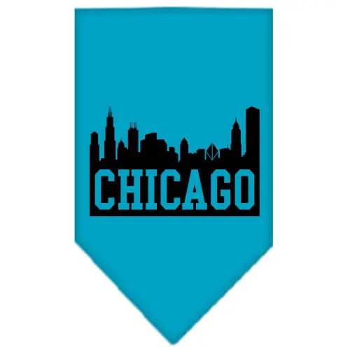 Chicago Skyline Screen Print Bandana Turquoise Small Default Title