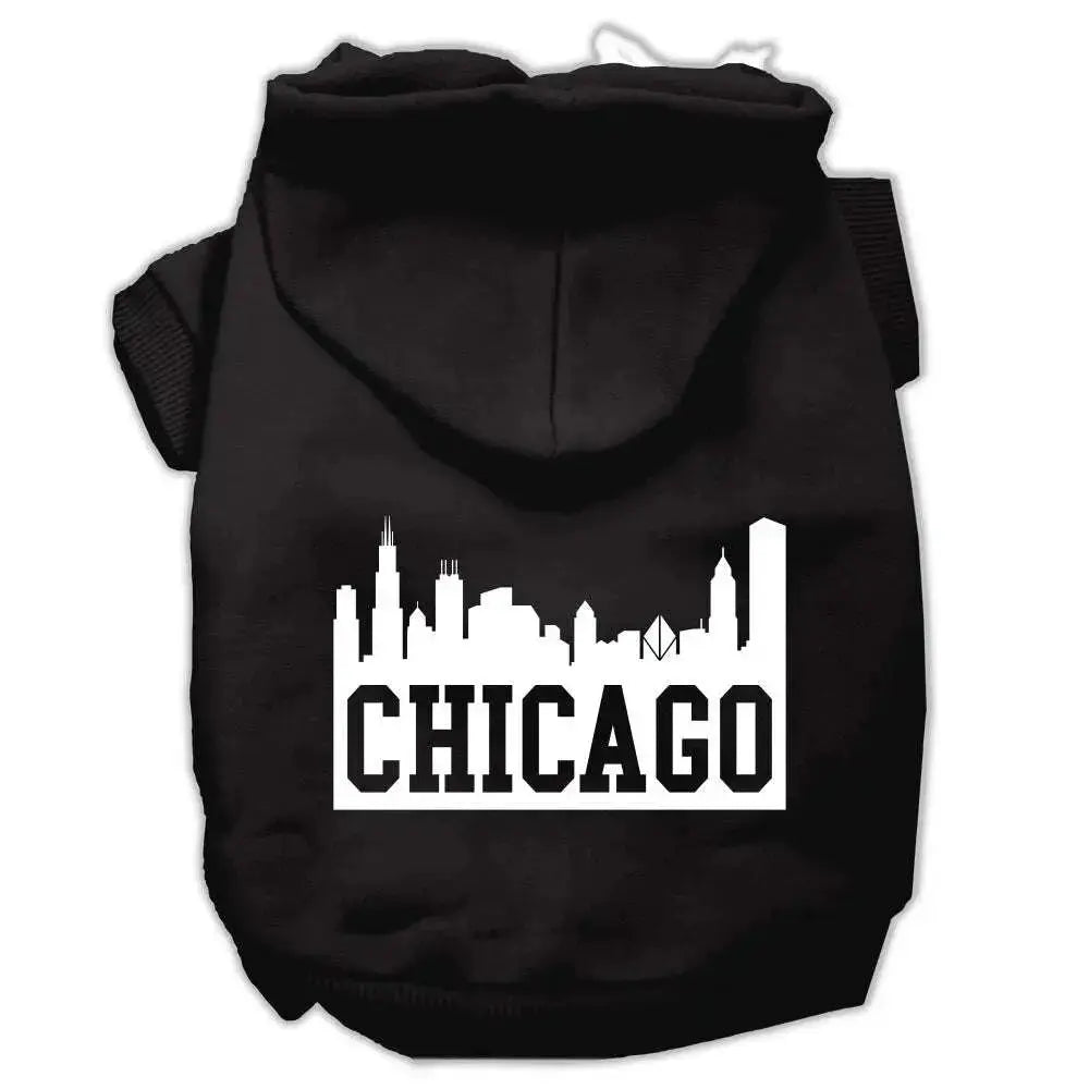 Chicago-Skyline-Screen-Print-Pet-Hoodies-Black-Size-Lg-GreatEagleInc-319679650