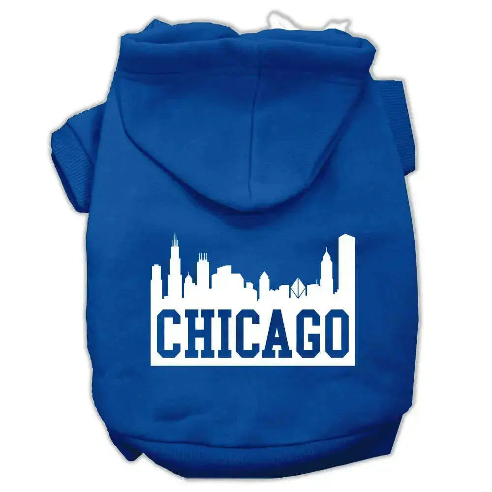 Chicago-Skyline-Screen-Print-Pet-Hoodies-Blue-Size-Med-GreatEagleInc-319678536