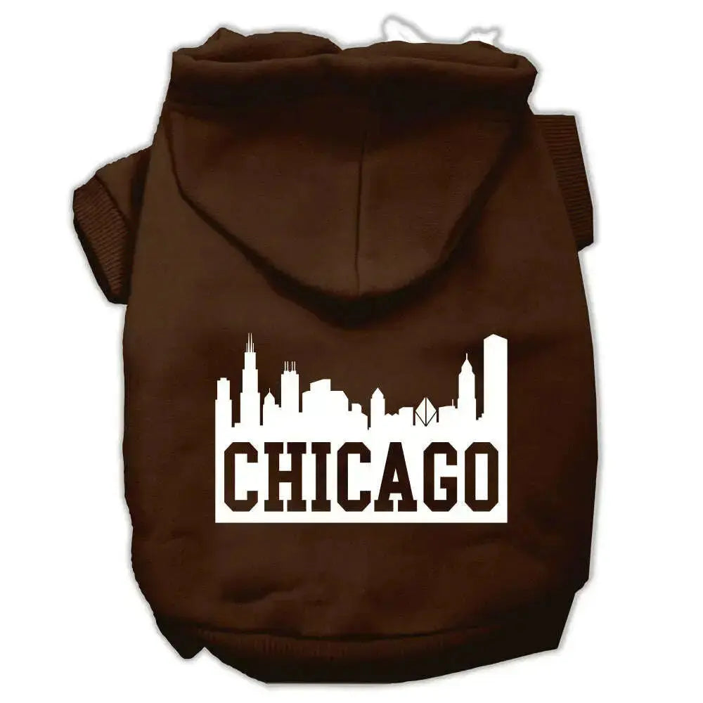 Chicago-Skyline-Screen-Print-Pet-Hoodies-Brown-Size-Med-GreatEagleInc-319678354