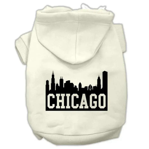 Chicago-Skyline-Screen-Print-Pet-Hoodies-Cream-Size-Lg-GreatEagleInc-319679260