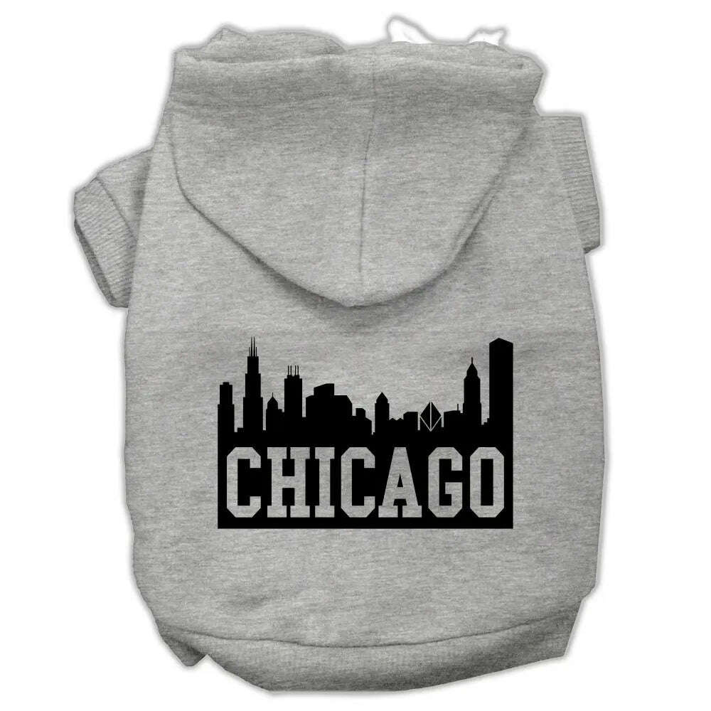 Chicago-Skyline-Screen-Print-Pet-Hoodies-Grey-Size-Xxl-GreatEagleInc-319674855