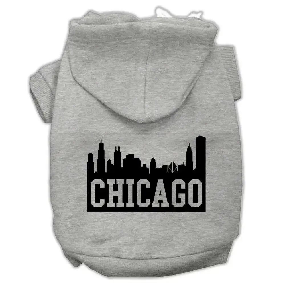 Chicago-Skyline-Screen-Print-Pet-Hoodies-Grey-Size-Xxxl-GreatEagleInc-319673989