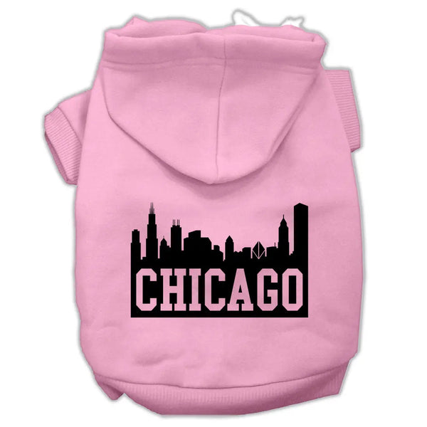 Chicago Skyline Screen Print Pet Hoodies Light Pink Size Xl Default Title