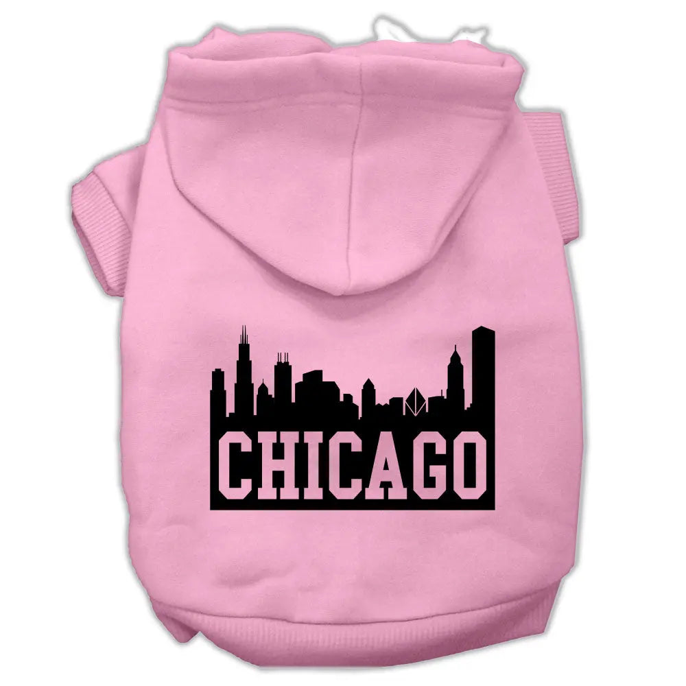 Chicago Skyline Screen Print Pet Hoodies Light Pink Size Xs Default Title