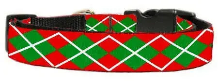 Christmas-Argyle-Nylon-Dog-Collar-Medium-Narrow-GreatEagleInc-318601958