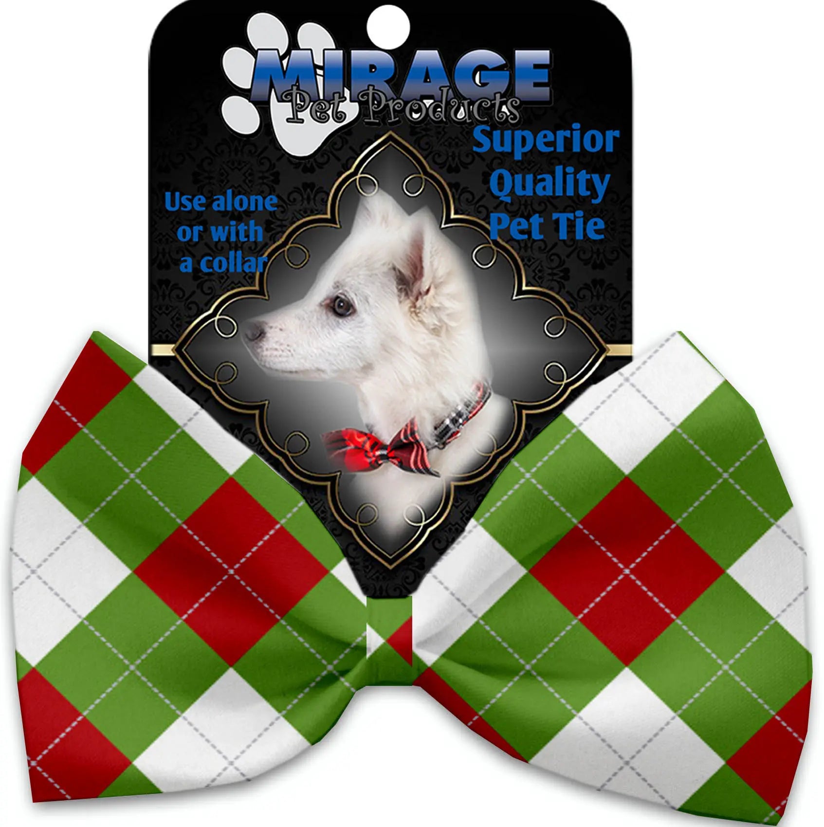 Christmas Argyle Pet Bow Tie Collar Accessory With Velcro Default Title