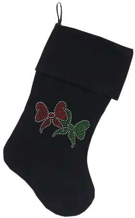 Christmas-Bows-Rhinestone-18-Inch-Velvet-Christmas-Stocking-Black-GreatEagleInc-319870111
