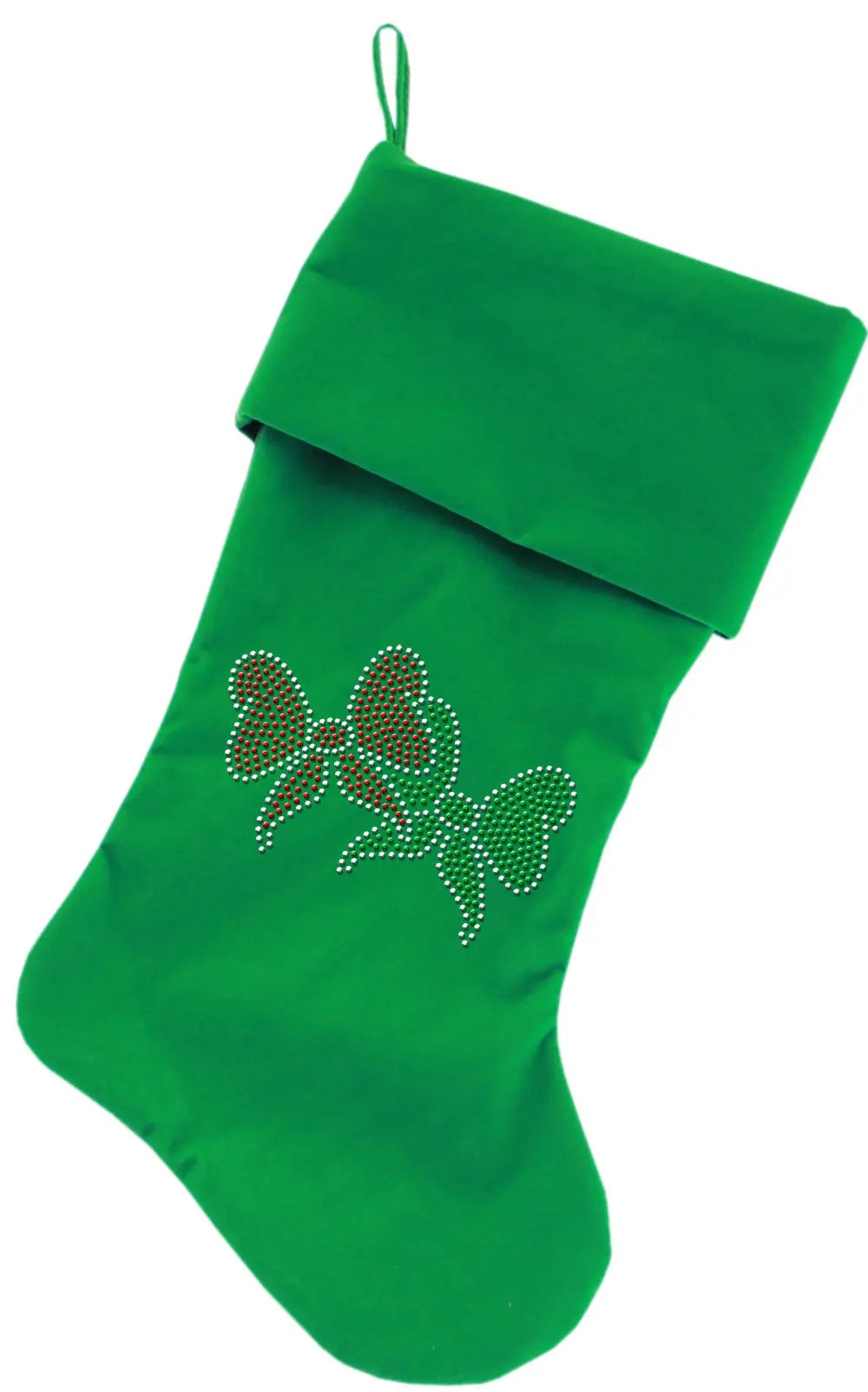 Christmas Bows Rhinestone 18 Inch Velvet Christmas Stocking Green Default Title