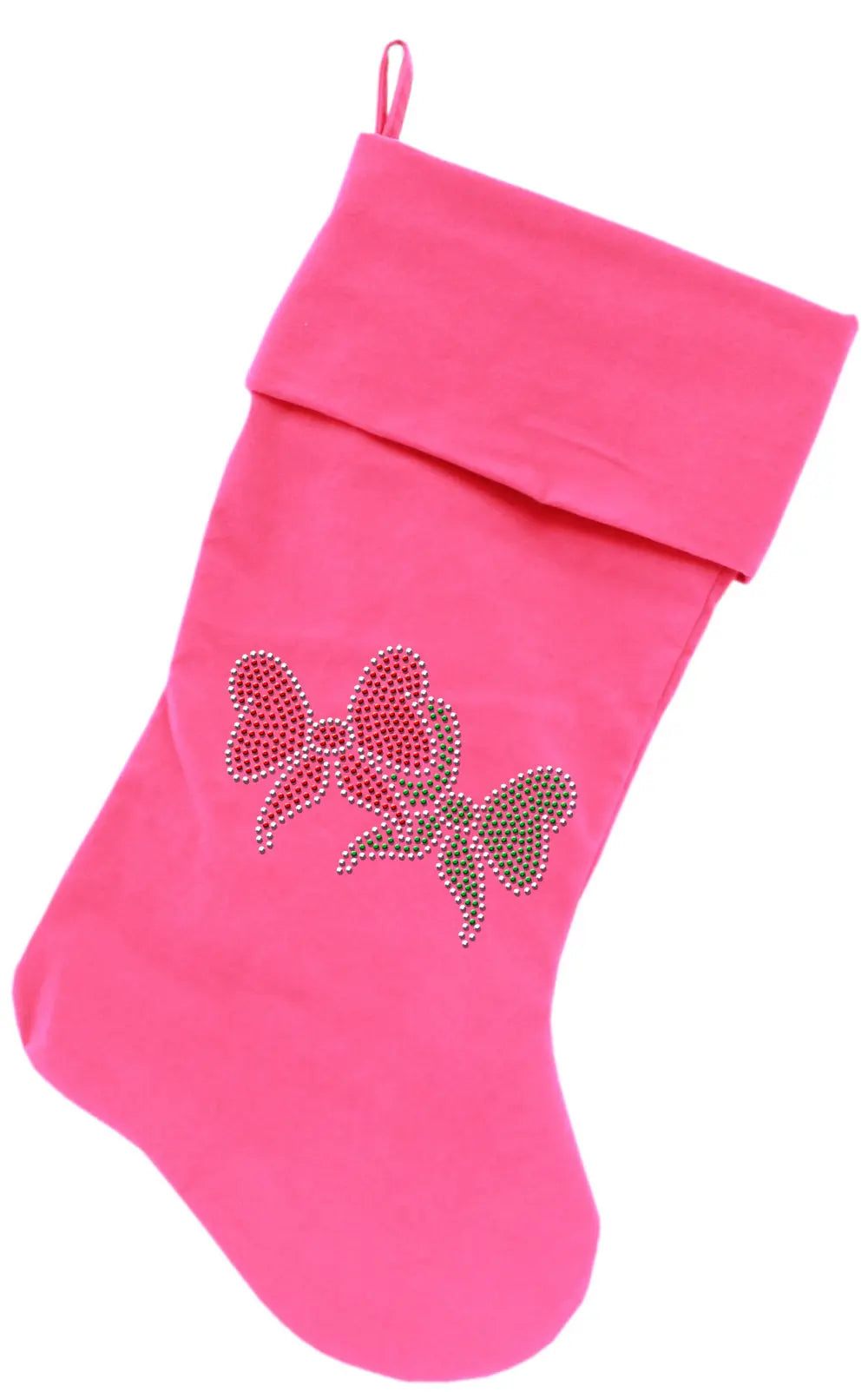 Christmas Bows Rhinestone 18 Inch Velvet Christmas Stocking Pink Default Title
