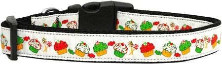 Christmas Cupcakes Nylon Dog Collar Xl Default Title