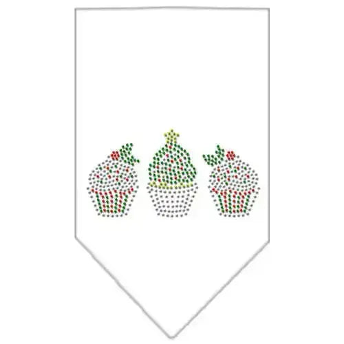 Christmas-Cupcakes-Rhinestone-Bandana-White-Large-GreatEagleInc-319318320