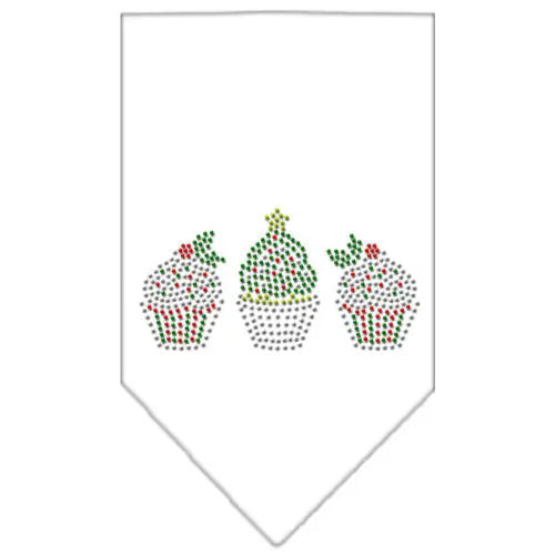 Christmas Cupcakes Rhinestone Bandana White Small Default Title