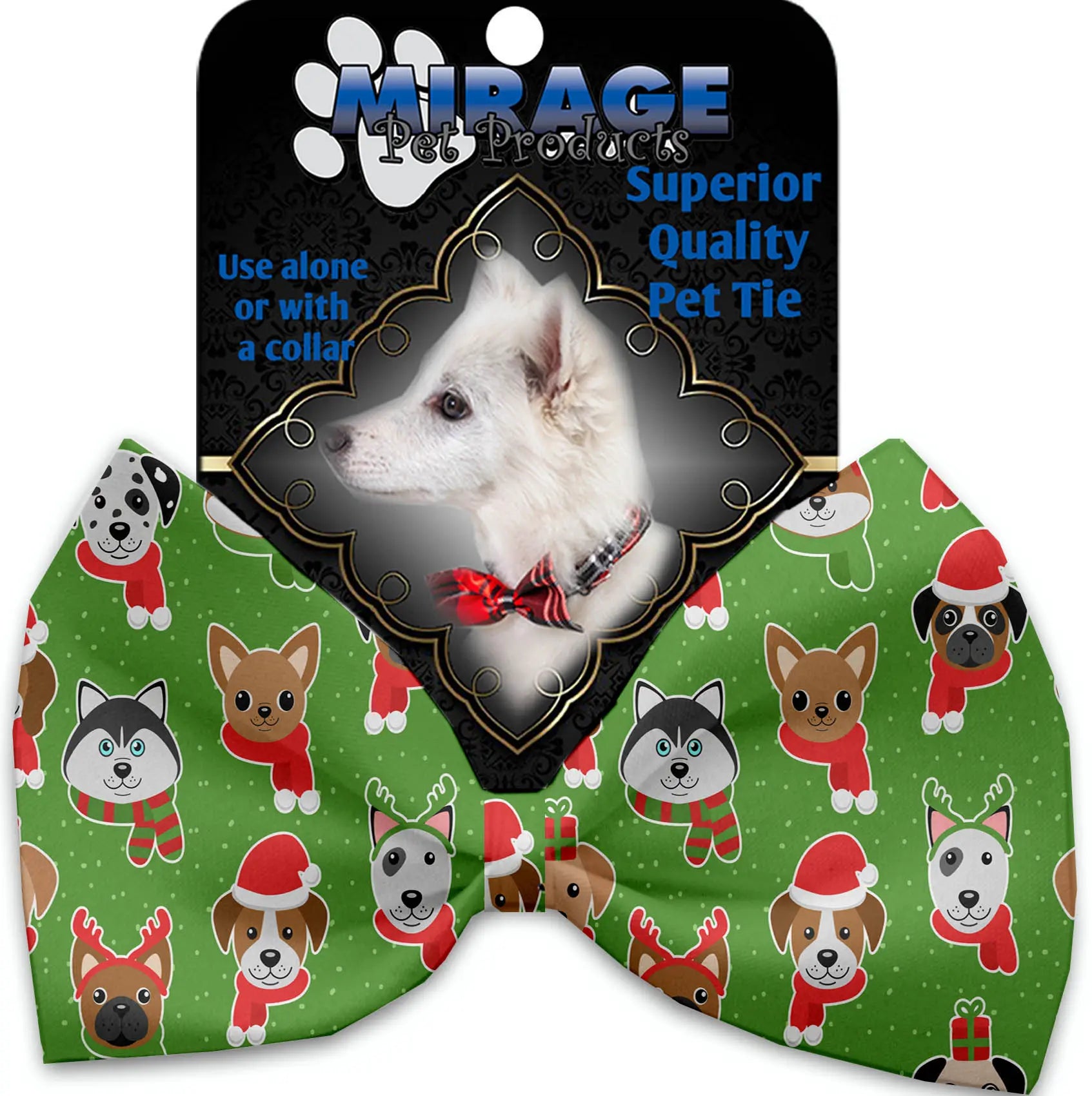 Christmas Dogs Pet Bow Tie Collar Accessory With Velcro Default Title