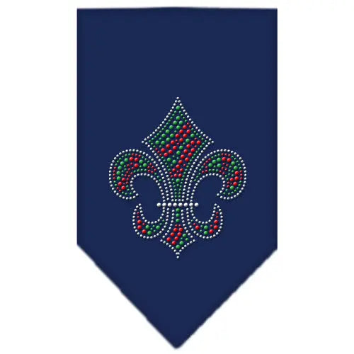 Christmas Fleur De Lis Rhinestone Bandana Navy Blue Large Default Title