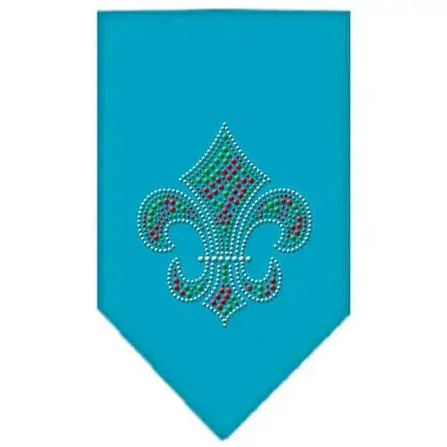 Christmas-Fleur-De-Lis-Rhinestone-Bandana-Turquoise-Small-GreatEagleInc-319056172